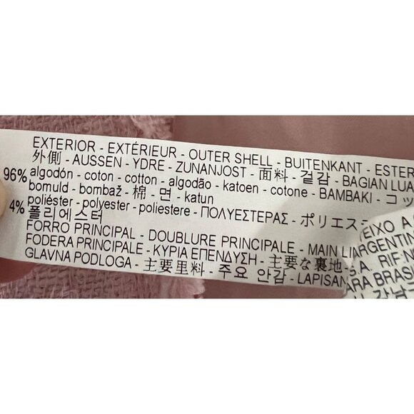 Zara Woman Pink Textured Open Front Tweed Coat With Fringe Trim Size Small - Picture 9 of 9